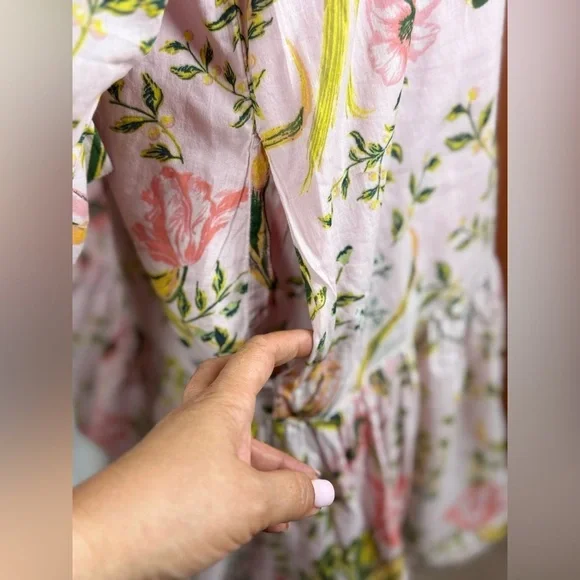 Happy Nature Pink Multicolor Floral Cotton Cottagecore Mini Dress S Medium. G#56 - Picture 10 of 17